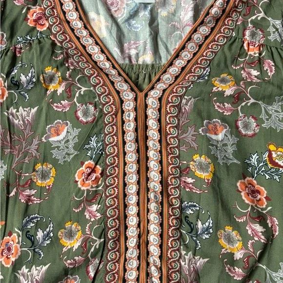Ambria Dress Sz 4 Floral Tunic Ruffle Sleeve Cottagecore Boho Peasant Prairie - Picture 3 of 7